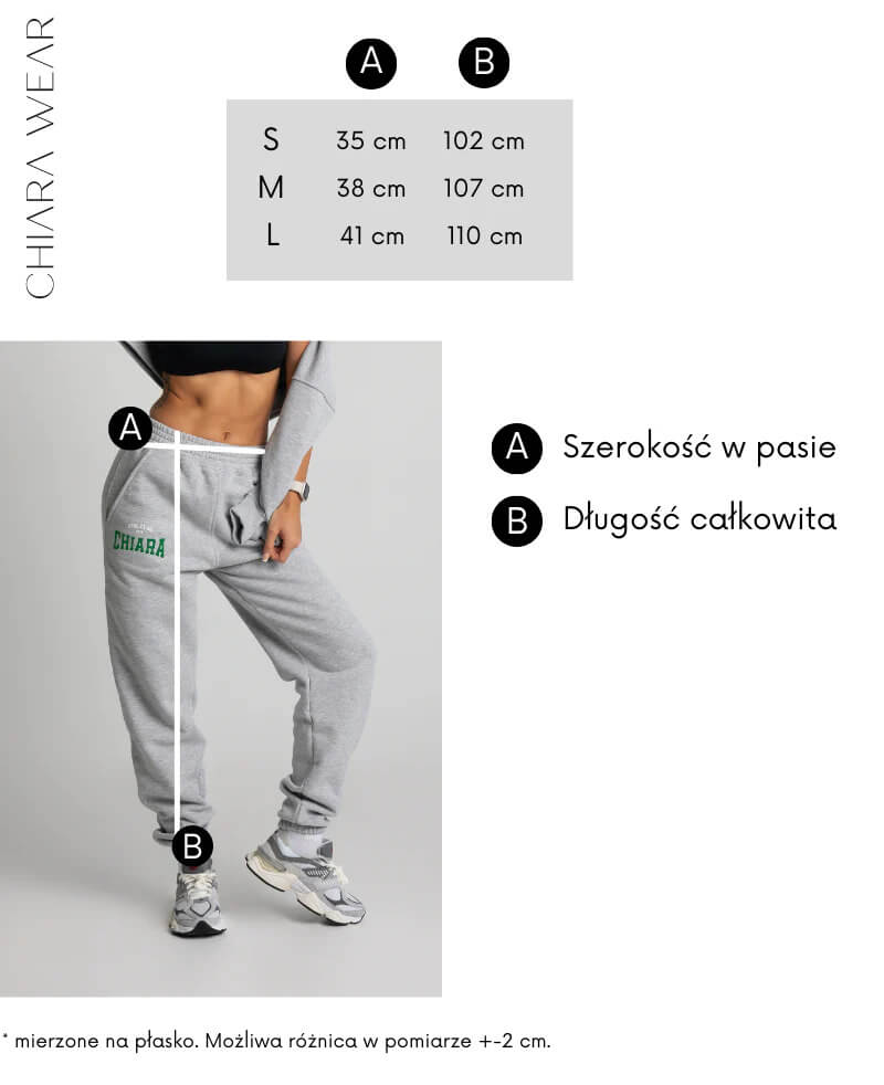 Chiara Wear Spodnie dresowe joggery szare tabela wymiarów