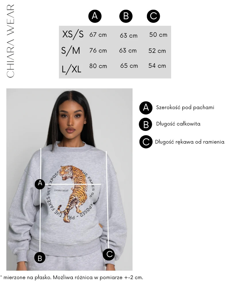 Chiara Wear Oversize Circle Sweatshirt size chart