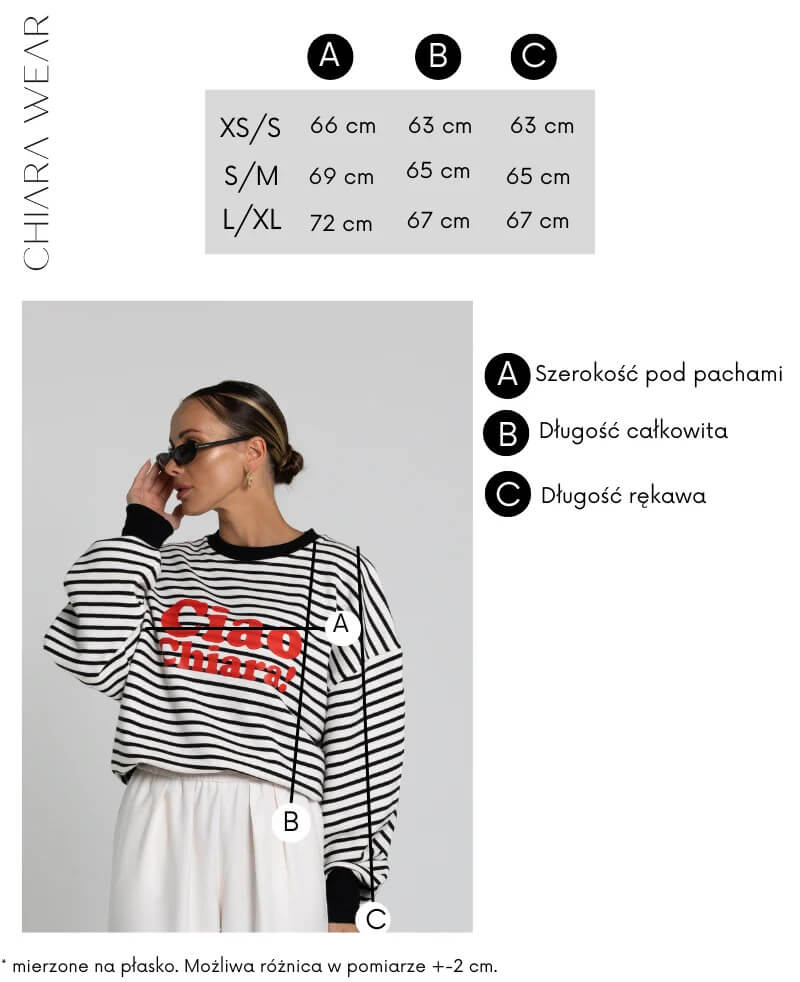 Chiara Wear Oversize Sweatshirt size chart