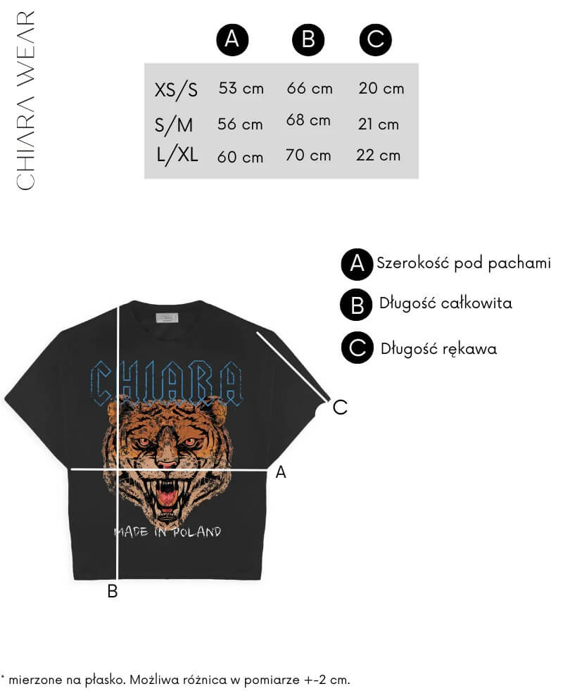 Chiara Oversize t-shirt size chart