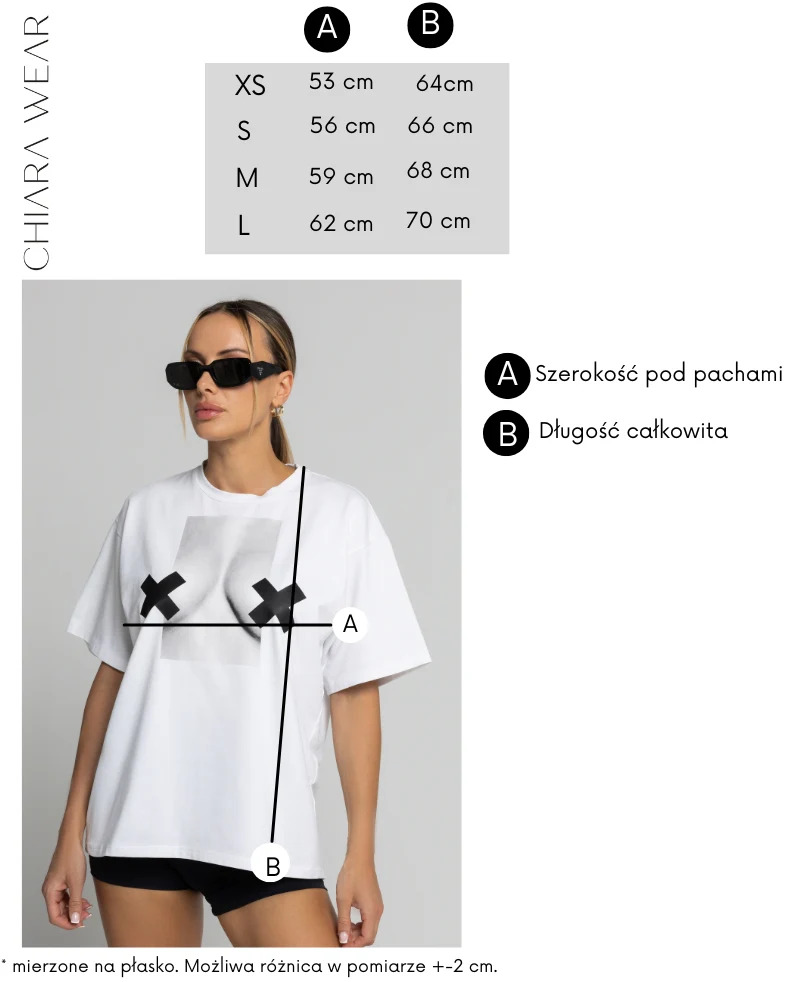 Chiara Wear T-shirt Oversize size chart