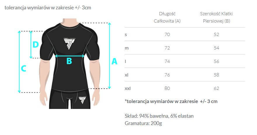 Trec Wear Boxer Hoodie tabela wymiarów