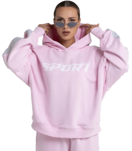 Chiara Wear - Women's Hoodie with Stripe SPORTY - pink