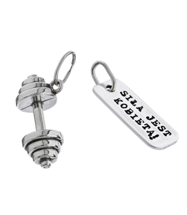 Fit Kolekcja - Set of Two Pendants: DUMBBELL 001 and STRENGTH IS A WOMAN Charm