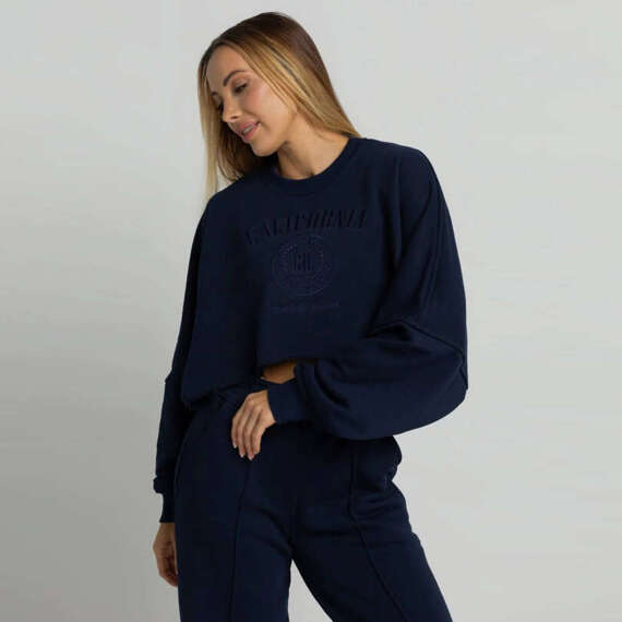 Chiara Wear - Women's SHORT Sweatshirt CALIFORNIA - navy