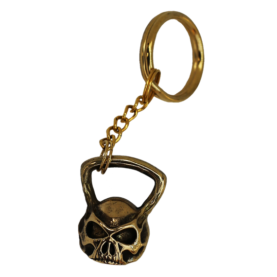 Lazy Superman - Brass Skull Kettlebell Keychain