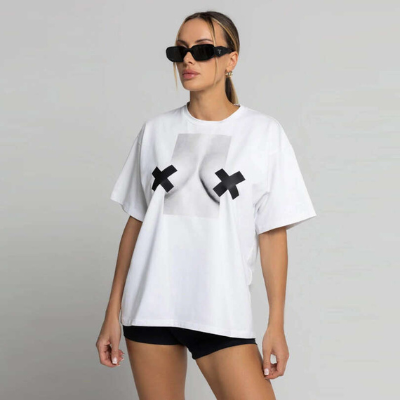 Chiara Wear - T-shirt oversize XX BOOBIES - white