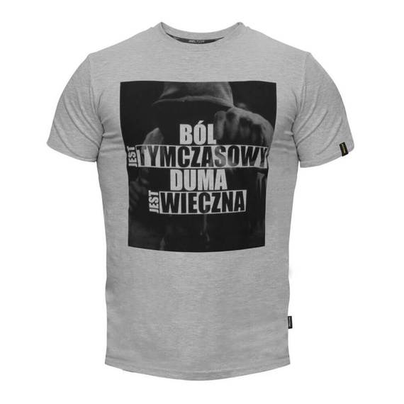 Beltor - Koszulka T-shirt Slim BÓL JEST TYMCZASOWY szary