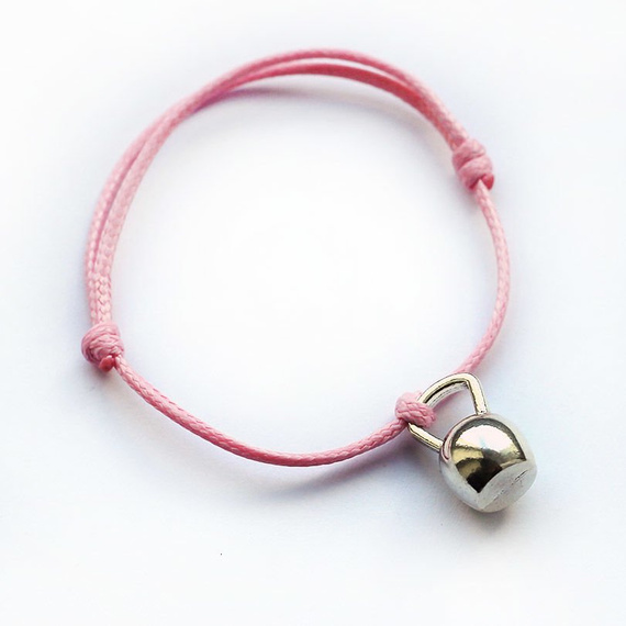 Fit Kolekcja - KETTLEBELL String Bracelet - Baby Pink